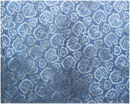 5' X 8' Denim Blue Wool Floral Hand Tufted Non Skid Area Rug