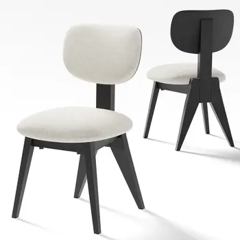 Set of Two Beige And Black Upholstered Fabric Open Back Dining Side Chairs