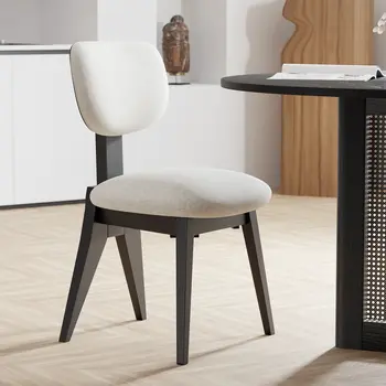 Set of Two Beige And Black Upholstered Fabric Open Back Dining Side Chairs