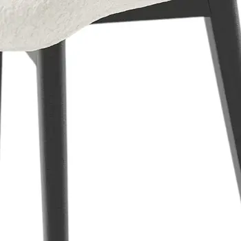 Set of Two White and Black Upholstered Boucle Dining Side Chairs