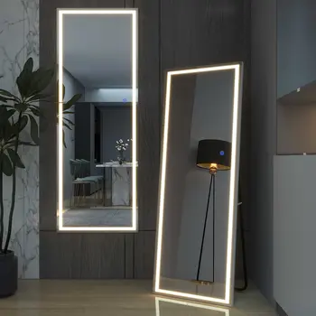 63" White Lighted Metal Framed Bathroom Vanity Mirror