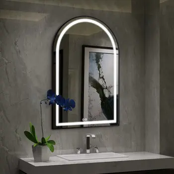 39" Black Metal Arch Metal Framed LED Lighted Bathroom Vanity Mirror