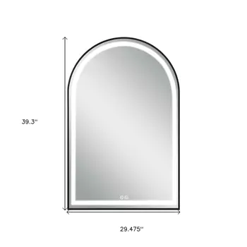 39" Black Metal Arch Metal Framed LED Lighted Bathroom Vanity Mirror