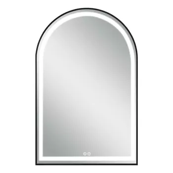 38" Black Metal Arch Lighted Bathroom Vanity Mirror