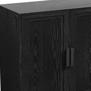 31" Black Textured Door Accent Cabinet With Three Shelves