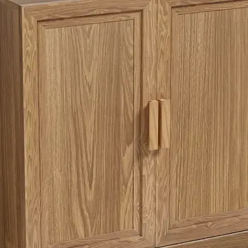 31" Natural Textured Door Accent Cabinet With Three Shelves