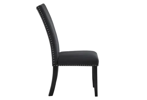 Set of Two Black Upholstered Velvet Dining Side Chairs
