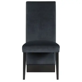 Set of Two Black Upholstered Velvet Dining Side Chairs