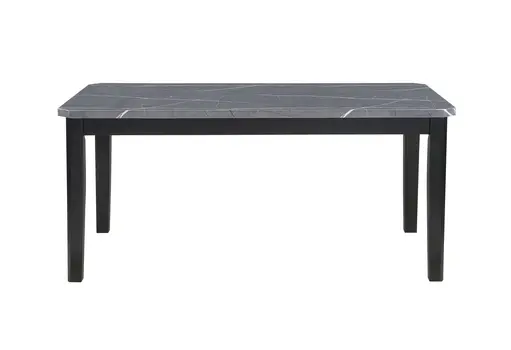 66" Dark Gray Faux Marble and Wood Dining Table