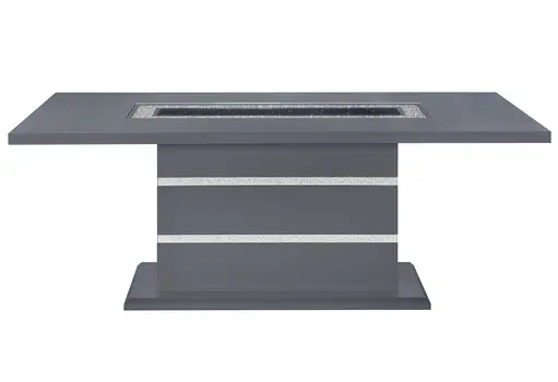 79" Dark Gray Faux Crystals Glass and Wood Pedestal Base Dining Table