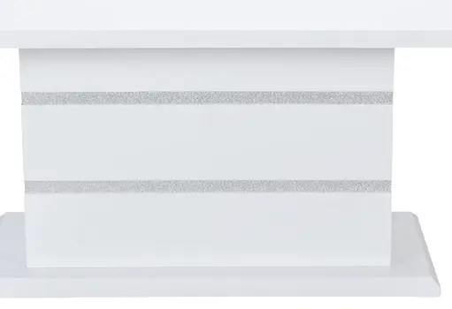 79" White Faux Crystals Glass and Wood Pedestal Base Dining Table
