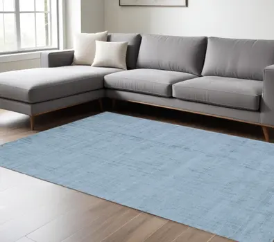 9' X 12' Denim Blue Hand Loomed Area Rug