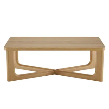 50" Natural Solid Wood Cross Legs Coffee Table