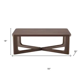 50" Walnut Solid Wood Cross Legs Coffee Table