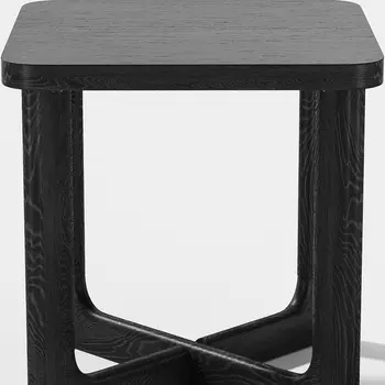 24" Black Solid Wood Square End Table