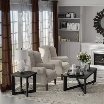 24" Black Solid Wood Square End Table
