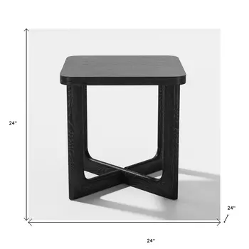24" Black Solid Wood Square End Table