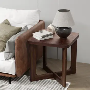 24" Brown Solid Wood Square Cross Legs End Table