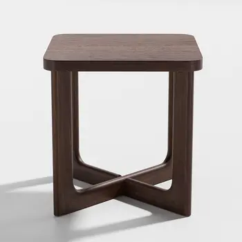24" Brown Solid Wood Square Cross Legs End Table