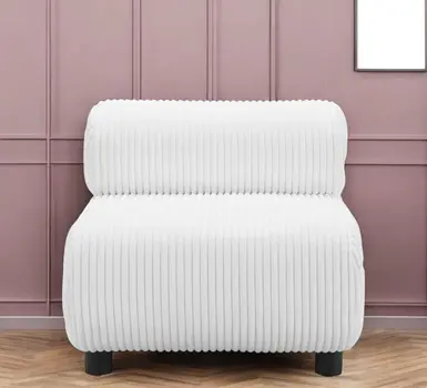 31" White And Black Corduroy And Upholstered Side Chair