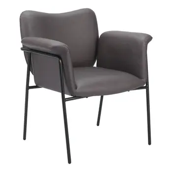 31" Brown And Black Faux Leather And Faux Leather Arm Chair