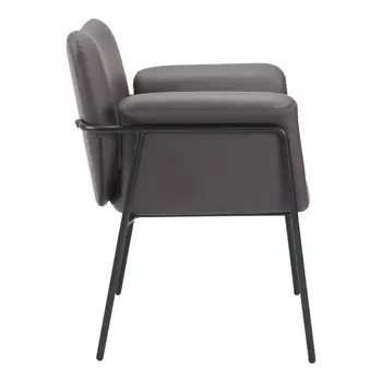 31" Brown And Black Faux Leather And Faux Leather Arm Chair