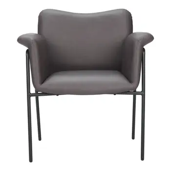 31" Brown And Black Faux Leather And Faux Leather Arm Chair