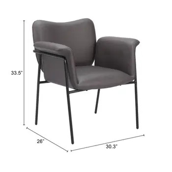 31" Brown And Black Faux Leather And Faux Leather Arm Chair