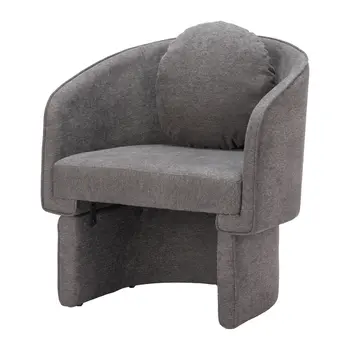 28" Gray Upholstered Club Chair And Toss Pillow