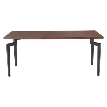 71" Brown and Black Wood and Steel Dining Table
