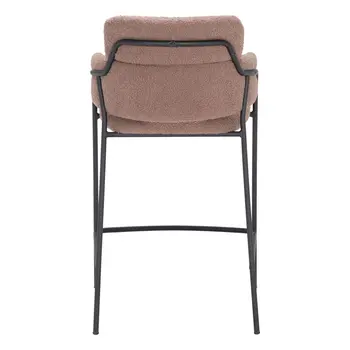Set of Two 26" Brown and Black Faux Shearling and Steel Counter Height Bar Chairs