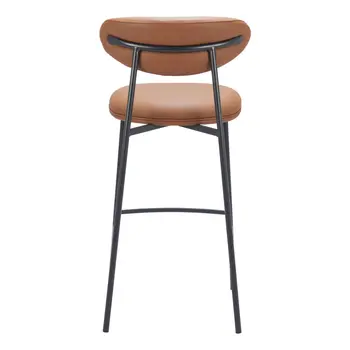 Set of Two 29" Brown and Black Faux Leather and Steel Low Back Bar Height Bar Chairs