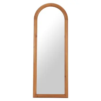 66" Natural Wood Oval Full Length Mirror