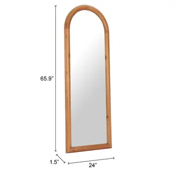 66" Natural Wood Oval Full Length Mirror