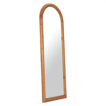 66" Natural Wood Oval Full Length Mirror