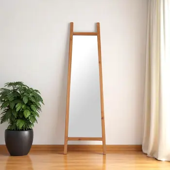 70" Natural Oval Glass Framed Accent Mirror