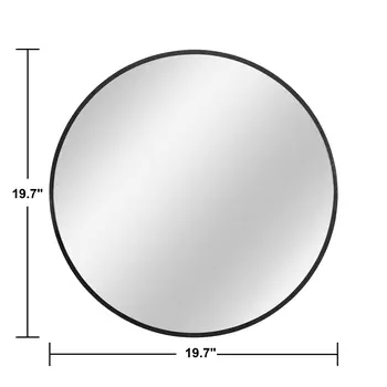 20" Black Round Aluminum Framed Bathroom Vanity Mirror