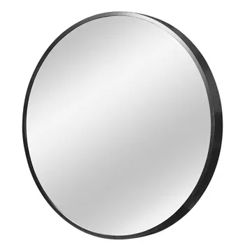20" Black Round Aluminum Framed Bathroom Vanity Mirror