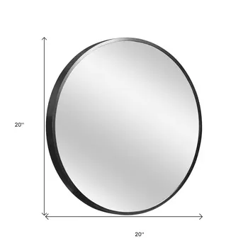 20" Black Round Aluminum Framed Bathroom Vanity Mirror