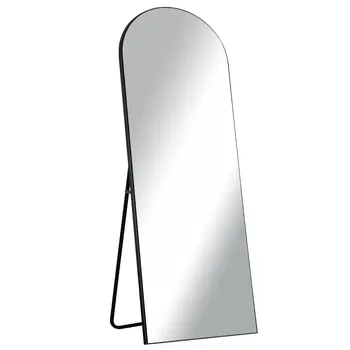 63" Black Arch Wood Framed Standing Mirror