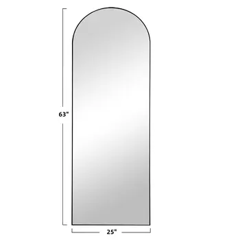 63" Black Arch Wood Framed Standing Mirror