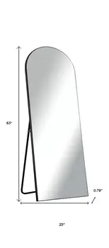 63" Black Arch Wood Framed Standing Mirror