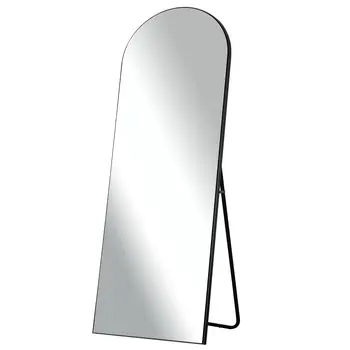 67" Black Arch Wood Framed Standing Mirror