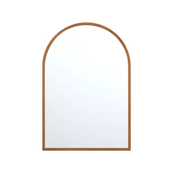 Set of Two Walnut Arch Wood Framed Bathroom Vanity Mirror