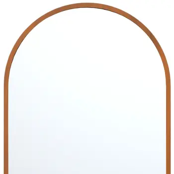 Set of Two Walnut Arch Wood Framed Bathroom Vanity Mirror