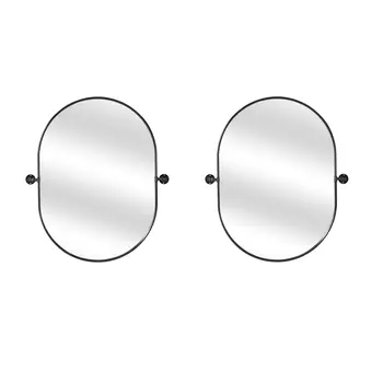 32" Black Oval Iron Framed Bathroom Vanity Mirror