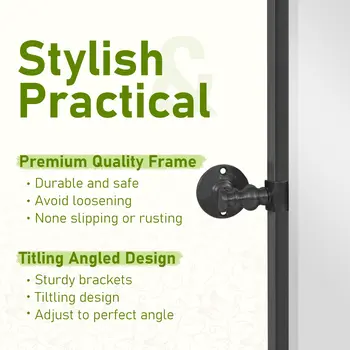 36" Black Iron Framed Bathroom Vanity Mirror