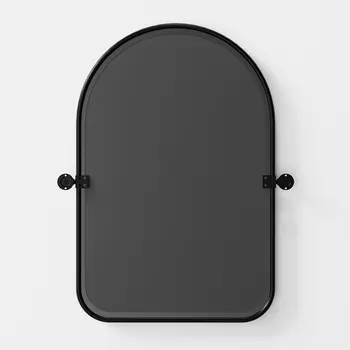 Set of Two Black Iron Arch Tilting Framed Bathroom Vanity Mirrors