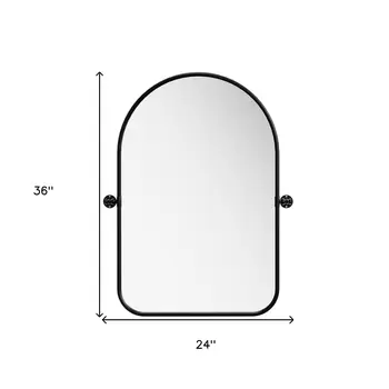 Set of Two Black Iron Arch Tilting Framed Bathroom Vanity Mirrors