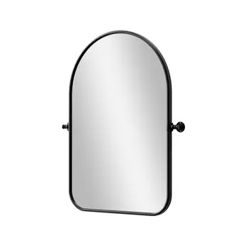 Set of Two Black Arch Iron Framed Bathroom Vanity Mirror